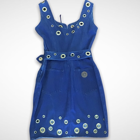 MOSCHINO Jeans Lace Up Belt & Grommets Denim Dress - Picture 2 of 12